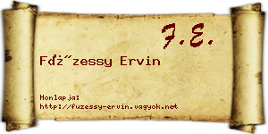 Füzessy Ervin névjegykártya